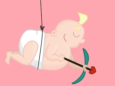 Stupid cupid arrow baby cupid design flat illustration illustrator magazine pastel photoshop