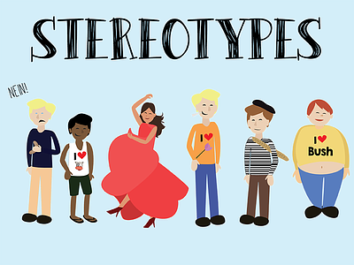 Stereotypes characters countries illustration people simple stereotypes