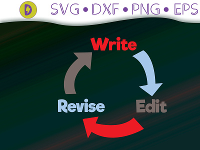 Write Edit Revise Repeat design illustration