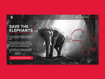 Save The Elephants - Made in React.js 100 daily dailyui design donate elephant logo minimal petition react styling ui web