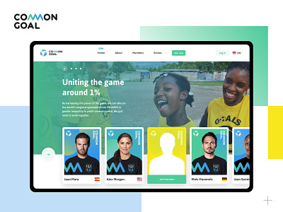 Common Goal - Football Charity Website branding card ui design thinking desktop donation giving back header landingpage logo philanthropy social impact ux ui
