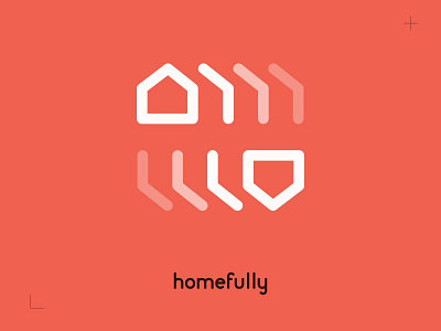 Logo - homefully co-living branding home identity logo mirror red stacked