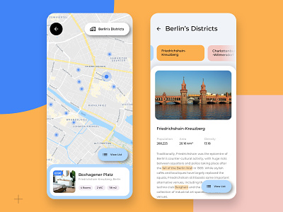 Map view 👉🏽 District view - Co-Living App apartment app card view co living design thinking detail view district housing map material you rent room stats ui user research ux