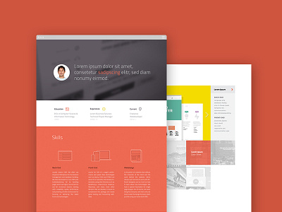 Onepage Portfolio Website icon introdruction onepage personal website portfolio profile projects red responsive ui