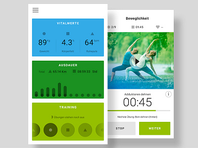 Fitness Tracking App blue body dashboard exercise green health sport stats training video