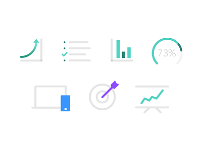 Skive Icons branding chart color device flat icon illustraton laptop learning mobile progress statistic stats study target