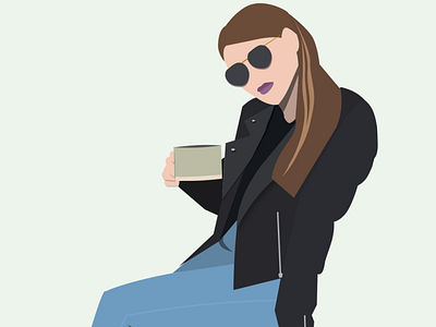 Girl having coffee illustration