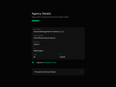 Agency Details figma register signup