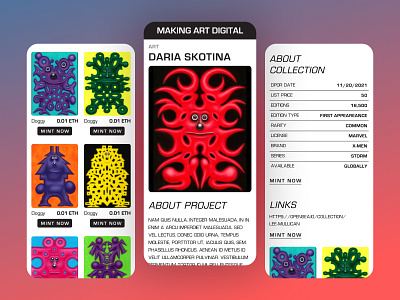 NFT Minting dApp "Making Art Digital" (Mobile) design designer ui ux webdesign website