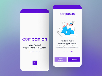 Onboarding for crypto investment app "Coinpanion" design designer ui ux webdesign website