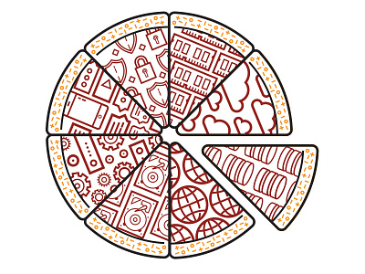 Tech Pizza Concept cloud data illustration pizza slice tech technology vector
