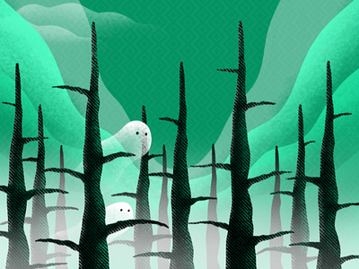 The Scary Forest art artwork digital art digital draw digital illustration draw drawing ghost illustration night scary tree wallpaper