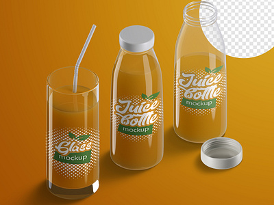 Orange Smoothie Bottle Mockup - Free Download Images High Quality