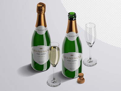 Champagne Bottle Mockup and Scene Creator 3d alcohol bottle branding champagne download free label logo mockup packaging presentation render scene creator