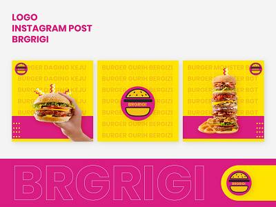 Logo & Instgram Post - BRGRIGI adobe illustrator burger food instagram banner instagram post instagram template logo