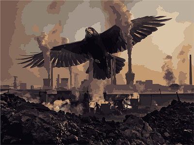 Crows Factory adobe illustrator adobe photoshop creepy dark digital illustration landscape photo