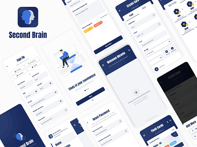 Second Brain - Flash Card App app design flat graphic design illustraion minimal typography ui ui design ux vector