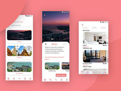 Travel app UI design