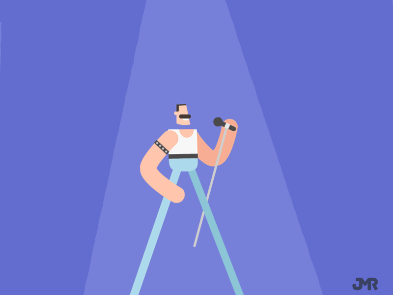 Freddie Mercury - Echo 2d adobe aftereffects animate animation characteranimation characterdesign framebyframe freddie illustrator motion motiongraphics queen vectorart