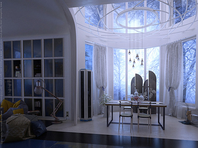 «FlorAriuM» 3dcomposition 3dmodeling 3dsmax fireplace home homefurniture loft render vray гостинная
