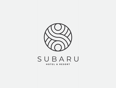 Subaru Hotel & Resort logo design branding design flat illustrator logo logo design minimal vector