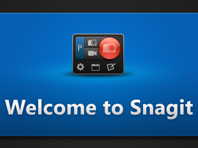 Snagit Welcome Screen blue buttons shadow snagit spotlight ui user interface ux welcome welcome screen