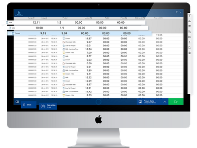 Milk analysis result screen