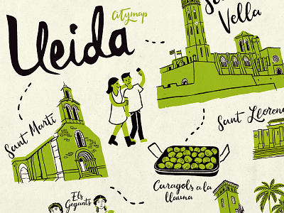Lleida citymap building citymap illustration map pattern spain travel typography