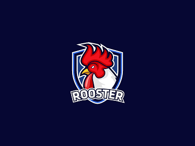 rooster esport logo animal badge design emblem esport games icon logo logo design rooster vector