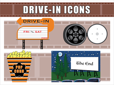Drive-in Icons branding design graphicdesign illustration vector