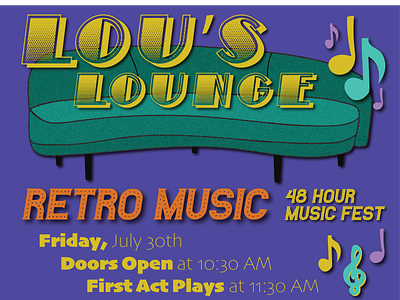 Lou's Lounge Retro Music Fest branding design drawing tablet graphicdesign illustration music retro