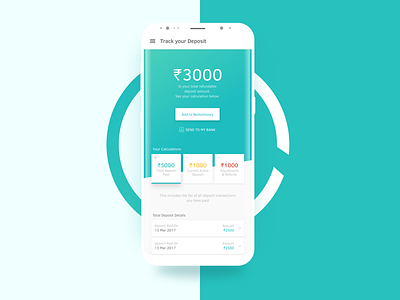 Deposit Automation android app application business deposit automation design flat mockup rohit bind teal ui ux