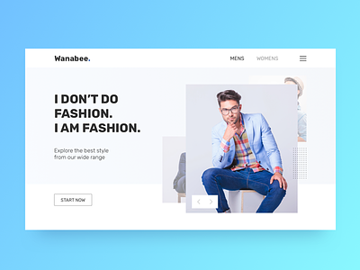 Wanabee Fashion Landing Page / Website / First Fold 👗 branding clothing design fashion gradient landing page logo typography ui ux web website