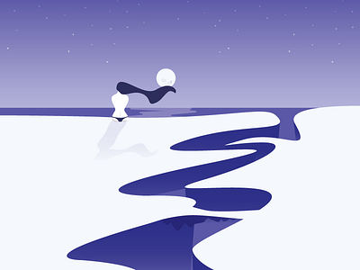 Sitting on edge of a cliff - "Just Relax" ⛰ abstract design girl gradient illustration moon night relax sky stars thinking vector