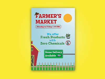 Farmer's Market Poster Design adobe animation branding design farm graphic design illustration illustrator marketing minimal poster poster ui vector