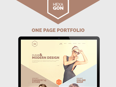 Freebie PSD - One Page Portfolio agency design freebie hexagon one page portfolio ui user interface
