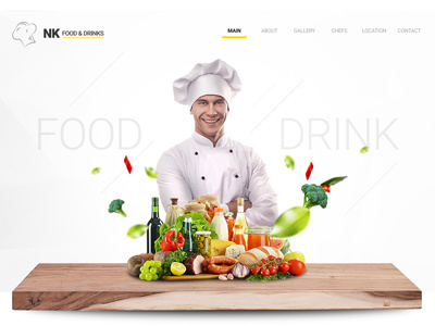 Food & Drinks chef design dinner drink food page restaurant web