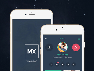 MX - Mobile UI KIT app flat mobile profile screen ui ux