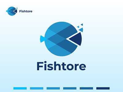 Online fish food sale store logo | Fishtore app logo dot fish food fish food fish logo fish sale food store hellodesignersumon logo modern logo online fish logo pixel logo round fish sky fish food web logo