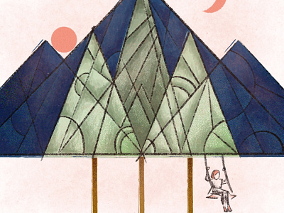 Mountain Sports cubism illustration