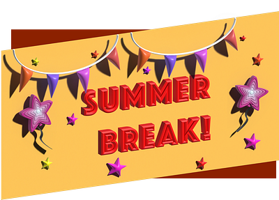 Summer Break 3d design graphic illustrator typography vector