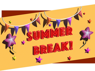 Summer Break 3d design graphic illustrator typography vector