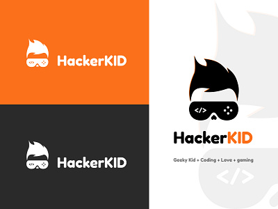 Hacker Kid coding gamming geek kid logo logodesign logos logotype love vector