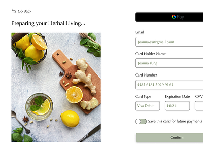 Herbal Living credit card checkout (filled out)