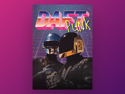 Daft Punk poster concert design illustration music poster print type typography