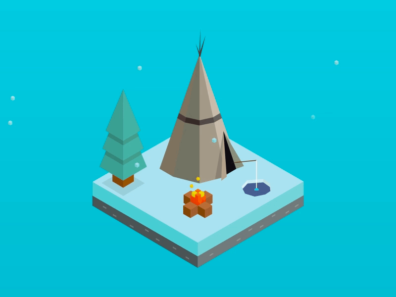 Nomad camp Look-Yaun animation camp design fire fish gif illustration perspective plague russia snow
