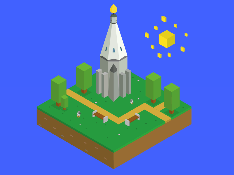 Church of the Ascension animation church design gif illustration perspective pigeon russia sun