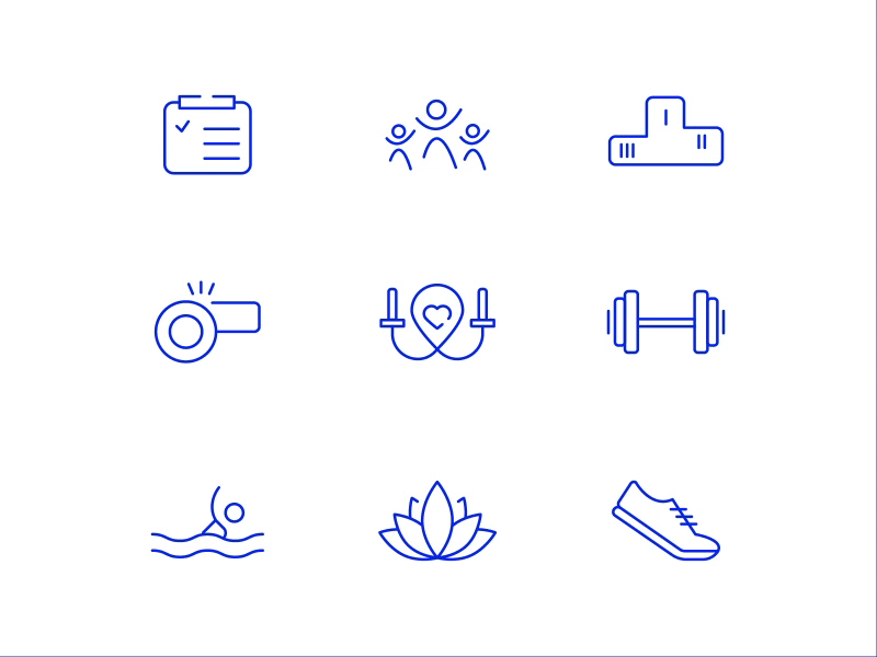 Sport icon set design icons simple sketch sport swimming workout yoga