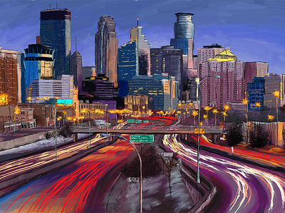 Landscape Minneapolis illustration landscaping pintura digital