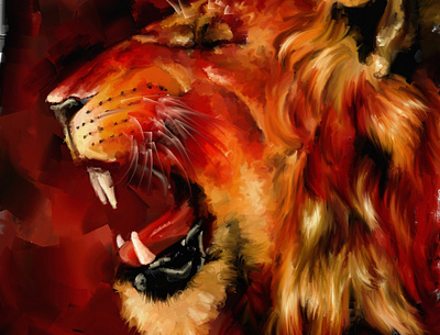 Lion animal illustration pintura digital